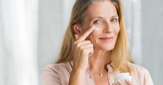 Applying anti-aging cream